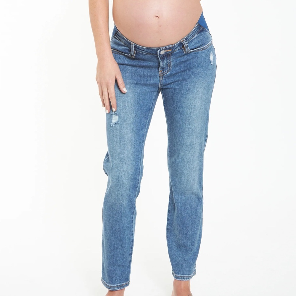 Ripe Denim Women Maternity XS Blue Stretch Slim Fit Dylan Distressed Jean NWT